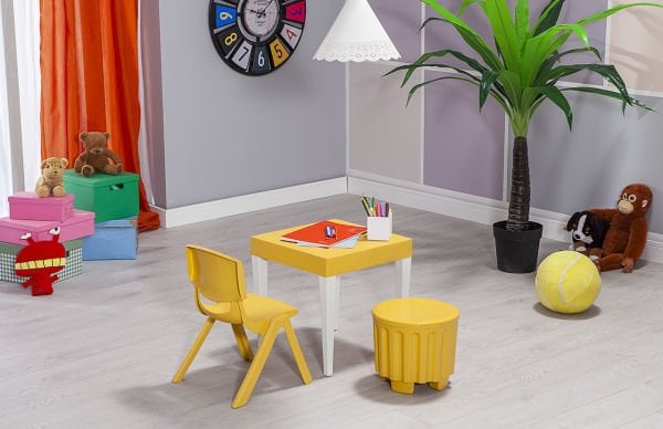 Junior Çocuk Kare Aktivite Masa Seti Sarı