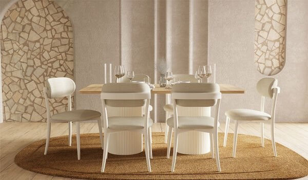 Bohem Plus Masa + 6 Adet Sandalye Takımı - Beyaz