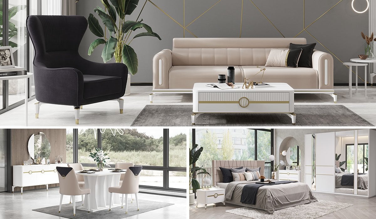 Gold Bella Düğün Paketi (Yatak+Karyola Hediye) Konsol