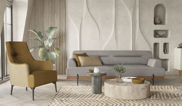 Linen Koltuk Takımı - Gri