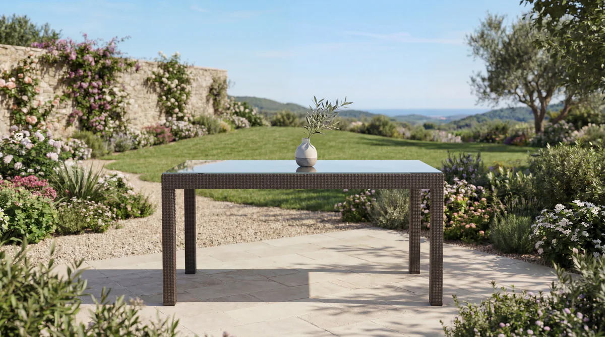 Rattan Masa Kahve - Camlı - 90x150