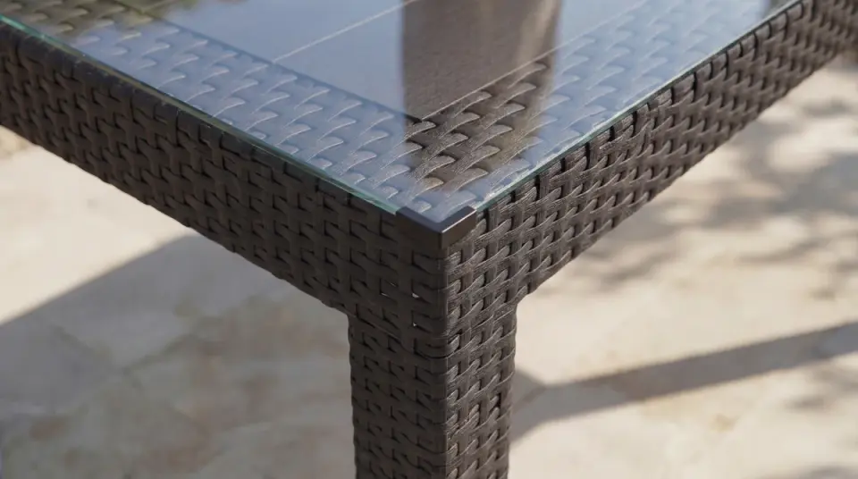 Rattan Masa Antrasit  - Camlı - 90x150