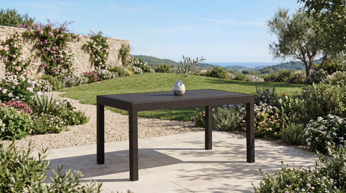 Rattan Masa Antrasit  - Camsız - 90x150