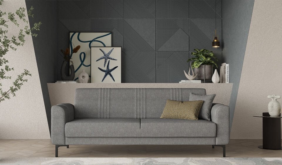 Rio Üçlü Koltuk Gri