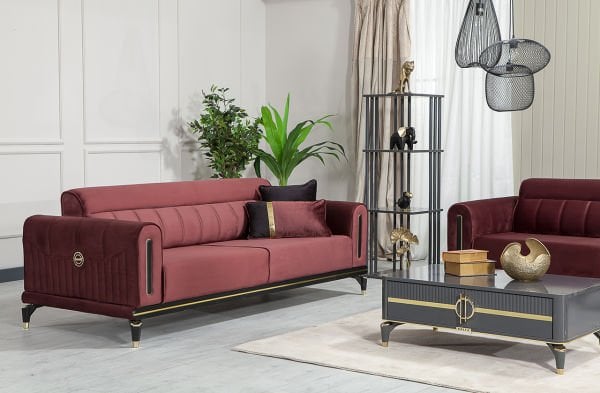 Bella İkili Koltuk Bordo