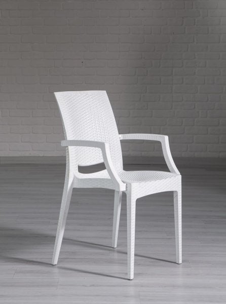 Rattan Large Kollu Masa Takımı Beyaz