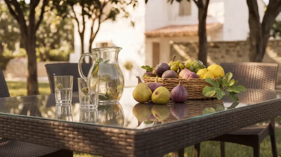 Rattan Large Masa Takımı Kahve - Camlı