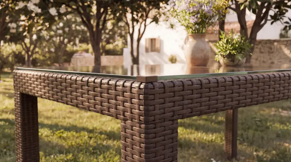 Rattan Large Masa Takımı Kahve - Camlı
