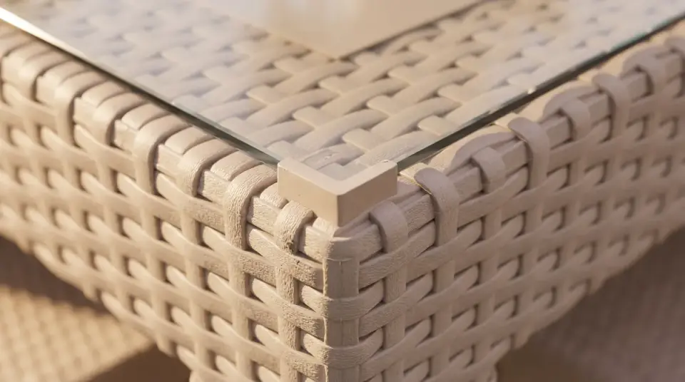 Rattan Large Masa Takımı Cappucino - Camlı