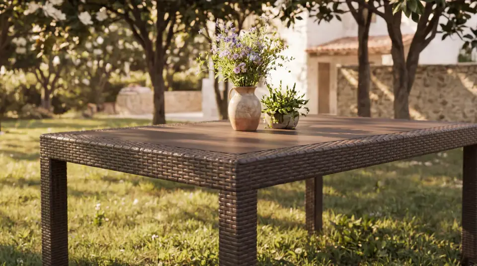 Rattan Large Masa Takımı Kahve - Camsız