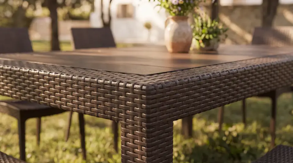 Rattan Large Masa Takımı Kahve - Camsız