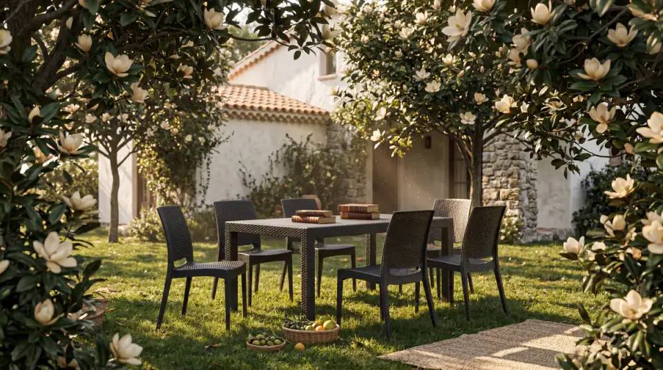 Rattan Large Masa Takımı Antrasit  - Camsız