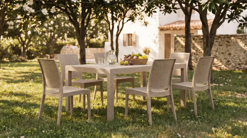 Rattan Large Masa Takımı Cappucino - Camsız