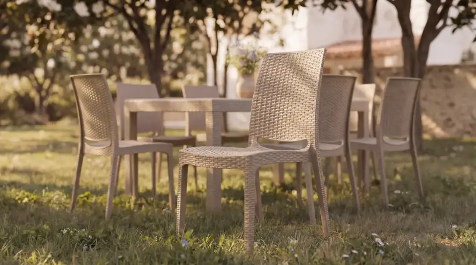 Rattan Large Masa Takımı Cappucino - Camsız