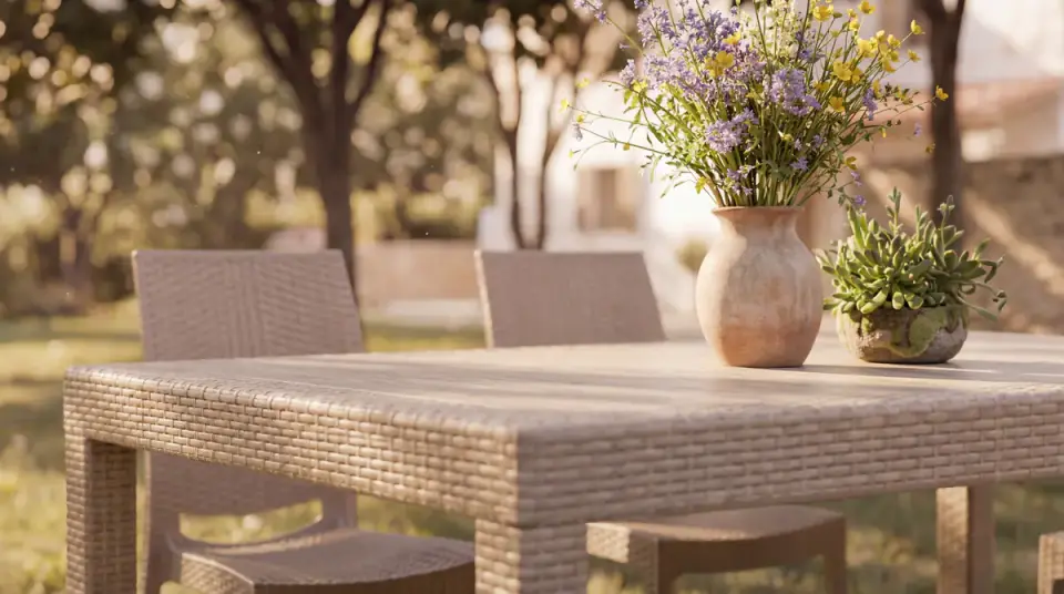 Rattan Large Masa Takımı Cappucino - Camsız