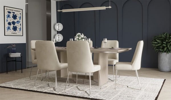 Bendis Silver Masa + 6 Adet Sandalye Takımı