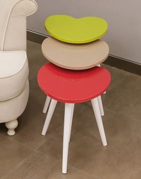 Pınar Üçlü Zigon Sehpa - Verde Cappucino Çilek