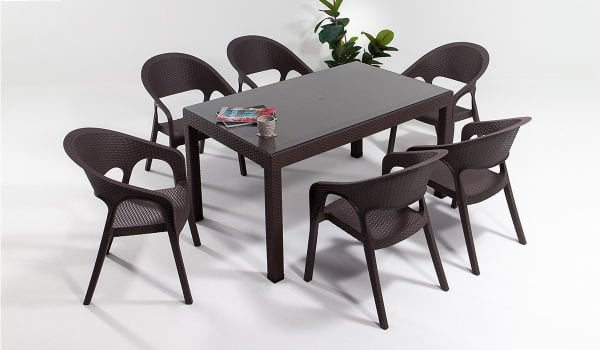 Garden Large Camlı Masa Takımı Antrasit