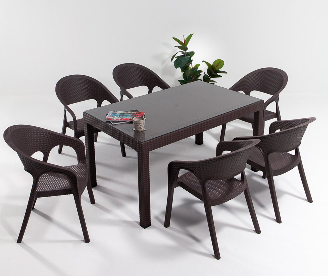 Garden Large Camlı Masa Takımı Kahve