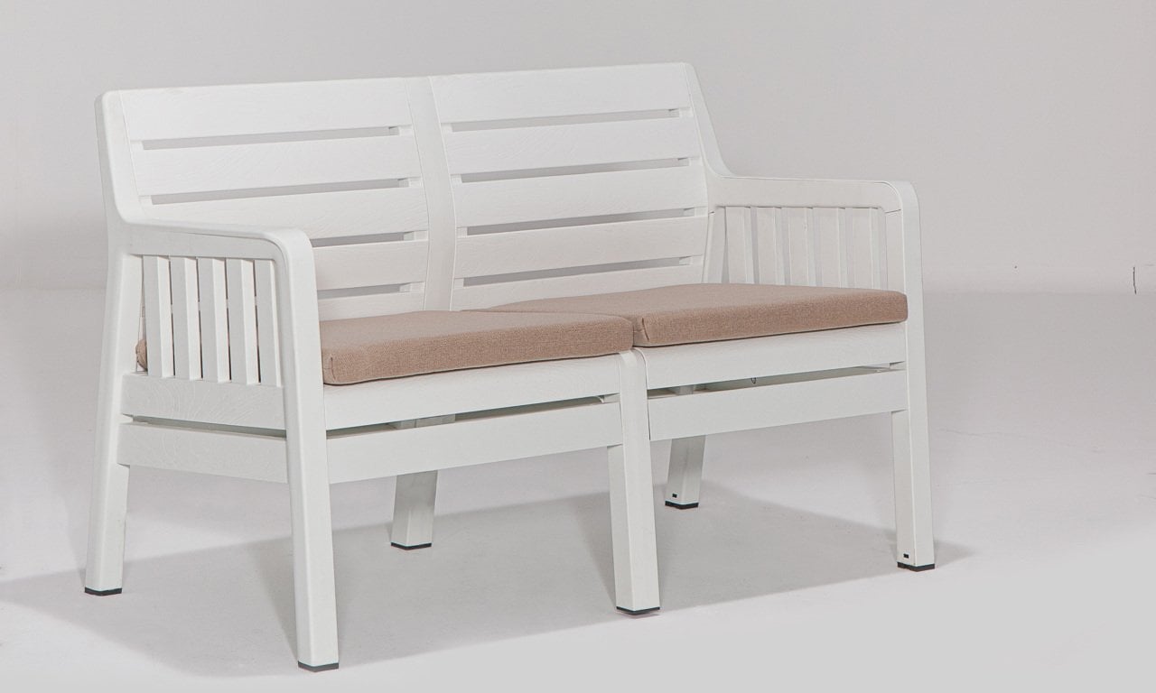 Lara İkili Koltuk (Minderli) Beyaz