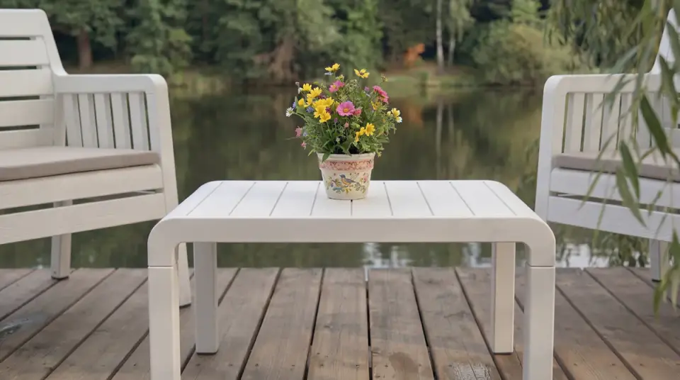 Lara Bahçe Balkon Sehpa Beyaz