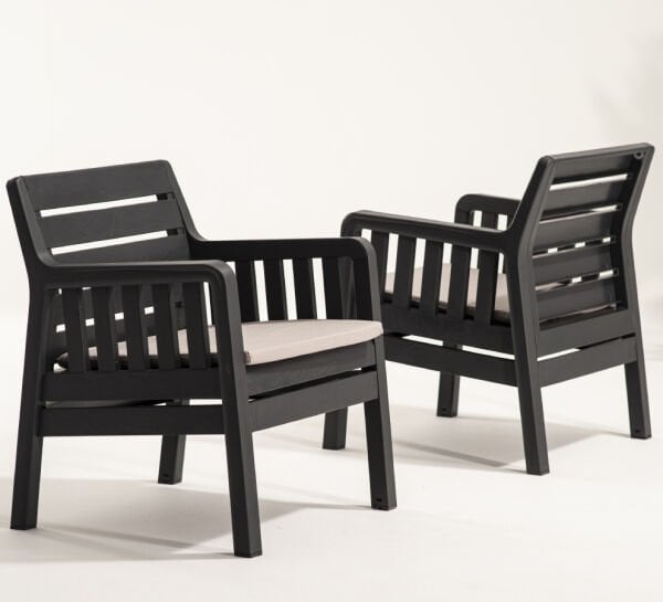 Lara 3+1+1 S Bahçe Oturma Grubu (Minderli) Antrasit