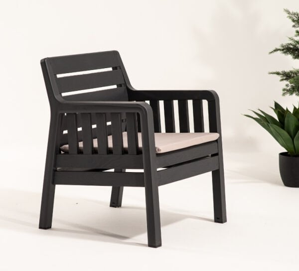 Lara 3+1+1 S Bahçe Oturma Grubu (Minderli) Antrasit