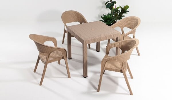 Garden Rattan Masa Takımı Antrasit