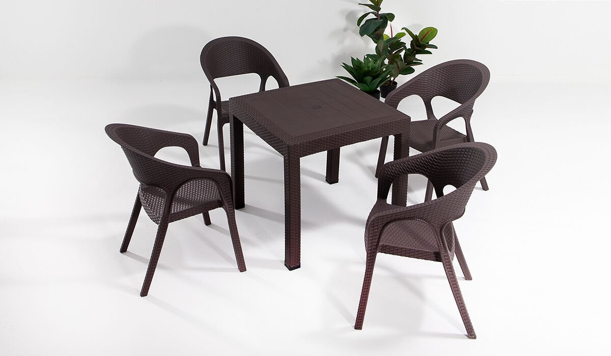 Garden Rattan Masa Takımı Antrasit