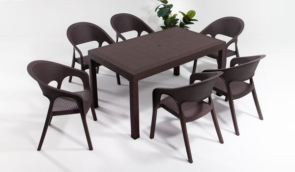 Garden Large Rattan Masa Takımı