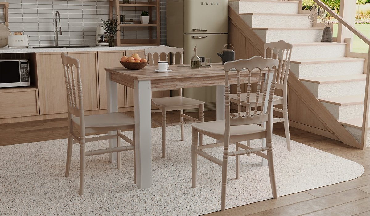 Grande Masa - 4 Adet Napolyon Sandalye - Cappucino