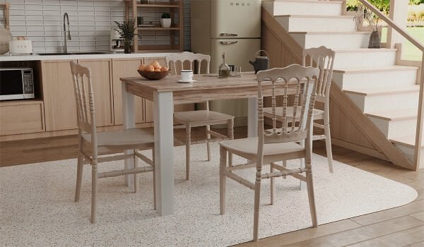 Grande Masa - 4 Adet Napolyon Sandalye - Cappucino