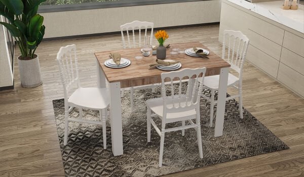 Grande Masa - 4 Adet Miray Sandalye - Beyaz