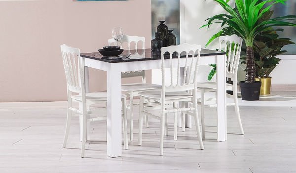 Mirage Masa + Napolyon 4 Adet Sandalye Takımı - Beyaz
