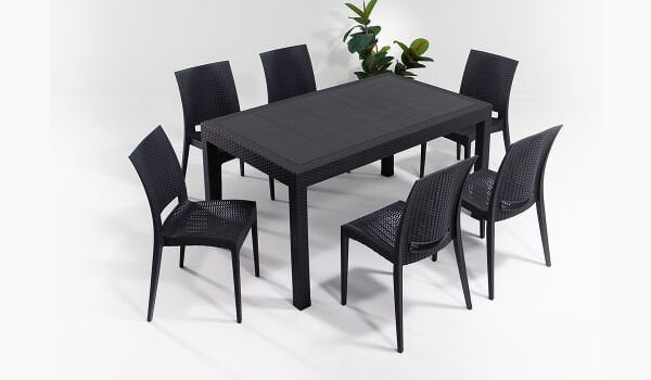 Rattan Large Masa Takımı Kahve