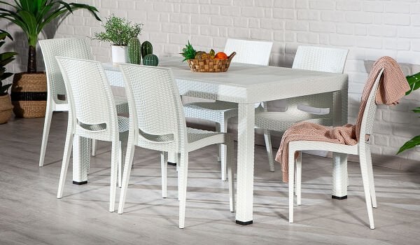 Rattan Large Masa Takımı Kahve
