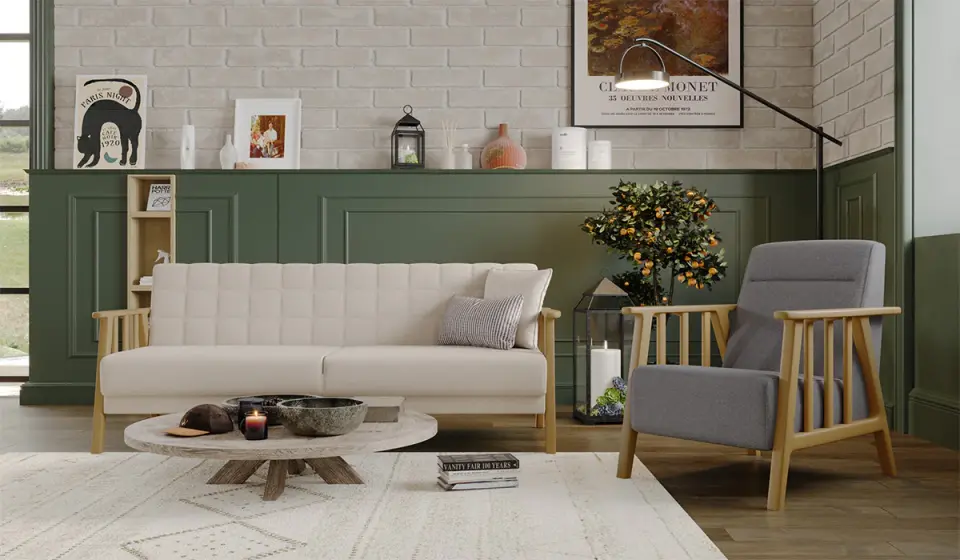 Anka Koltuk Takımı - Krem Kol