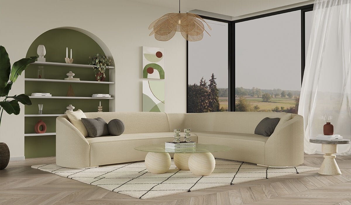 Teddy Köşe Takımı - Krem