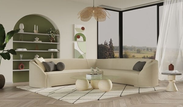 Teddy Köşe Takımı - Krem