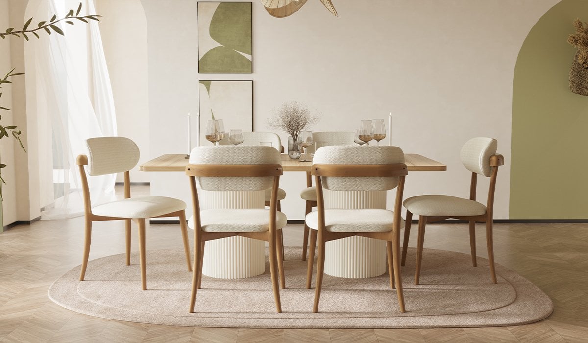 Bohem Plus Masa + 6 Adet Sandalye Takımı - Ceviz