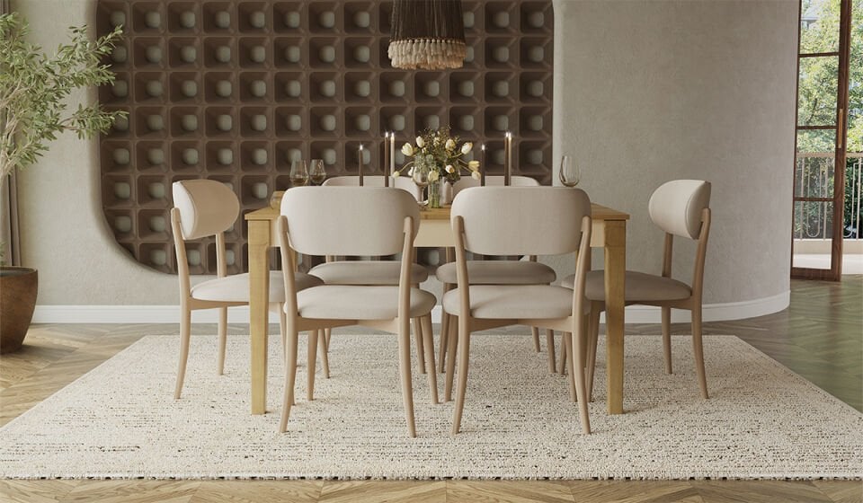 Eco Bohem Masa + 6 Adet Sandalye Takımı - Ceviz