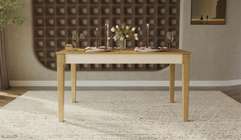 Eco Bohem Masa + 6 Adet Sandalye Takımı - Ceviz