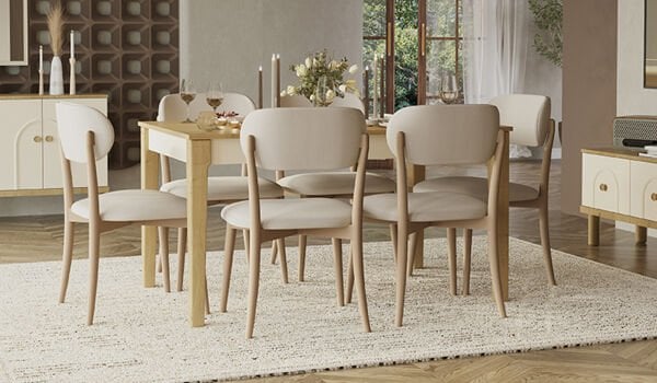 Eco Bohem Masa + 6 Adet Sandalye Takımı - Ceviz