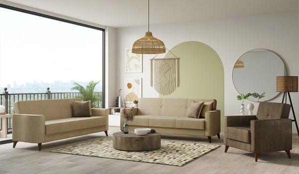 Star Koltuk Takımı - Krem-Kahve