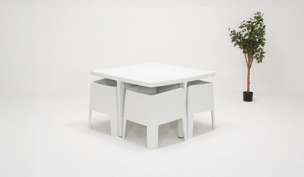 Apex Bahçe Oturma Grubu (Mindersiz) Beyaz