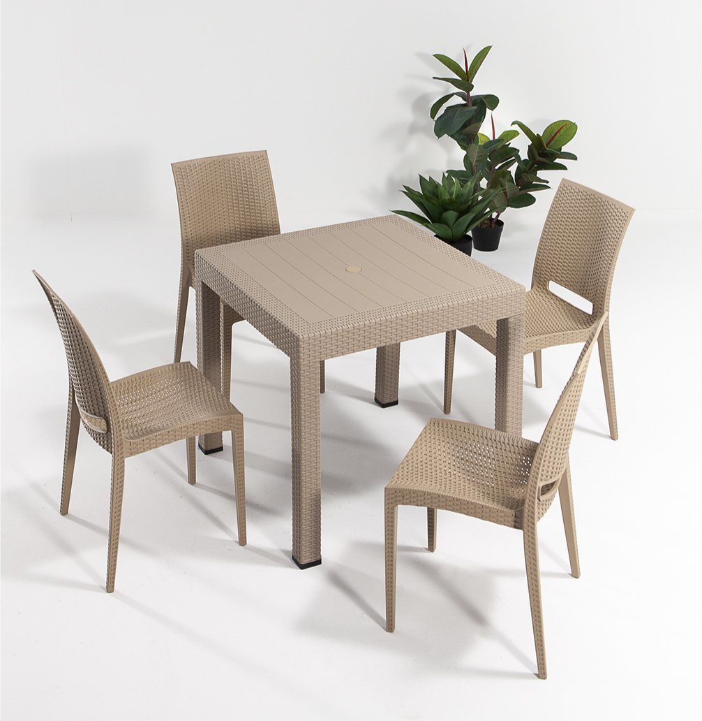 Rattan 4 Kişilik Masa Takımı Cappucino