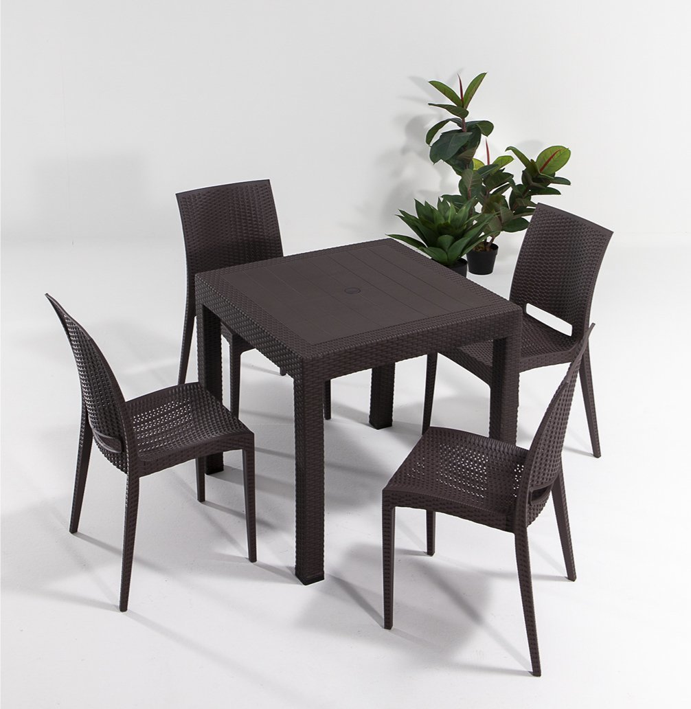 Rattan 4 Kişilik Masa Takımı Kahve