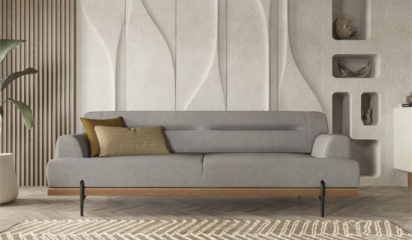 Linen Üçlü Koltuk Gri