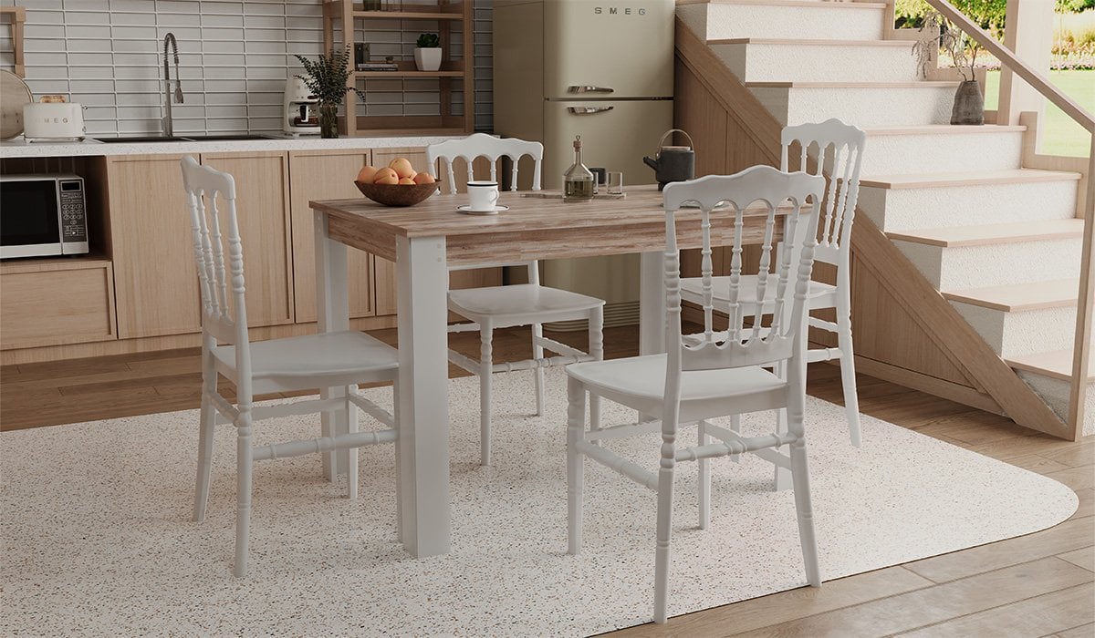 Grande Masa - 4 Adet Napolyon Sandalye - Beyaz (Kampanyalı)