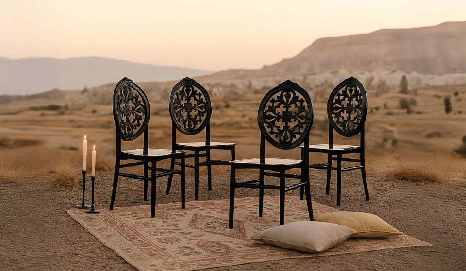 4 Adet Venüs Sandalye-Siyah (Kampanyalı)